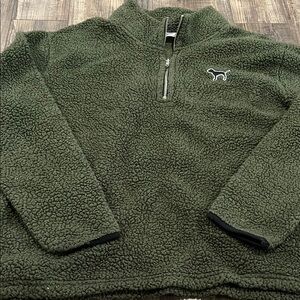 Victoria's Secret Green Zip Up Sweater Plush Fleece